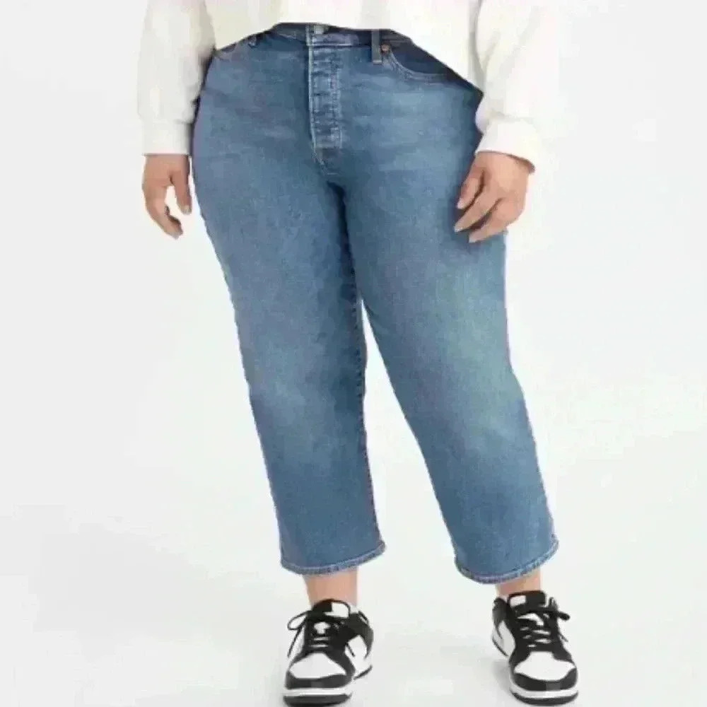 Levis 501's Wedgie Straight Denim Jeans Women's Plus Size 24W NWT